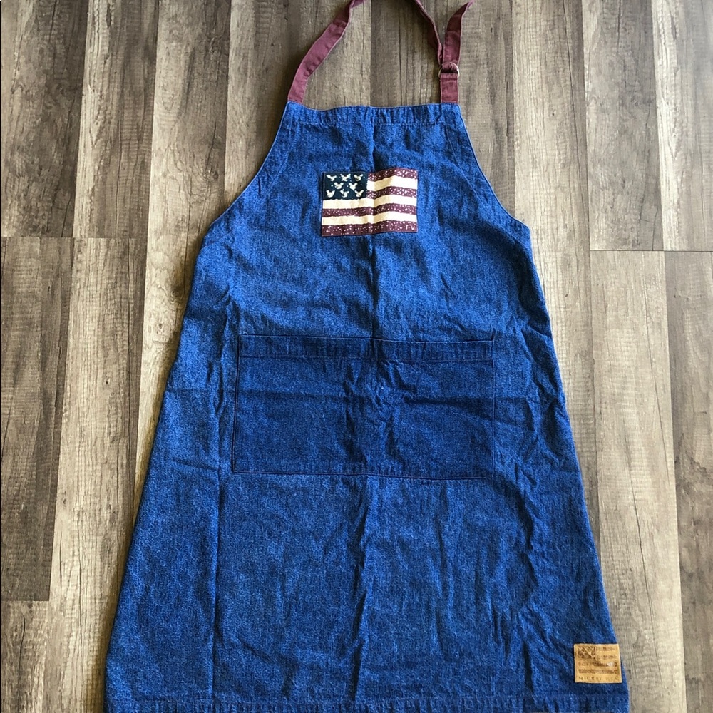 Vintage Rare Walt Disney World Denim American Flag Apron